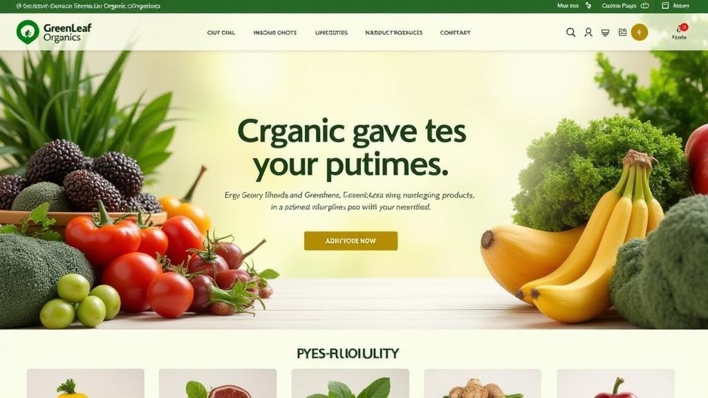 Homepage of the GreenLeaf Organics e-commerce site